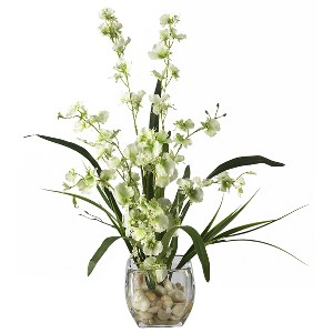 Nearly Natural Dancing Lady Orchid Liquid Illusion Silk Flower Arrangement, Green - 1 of 4