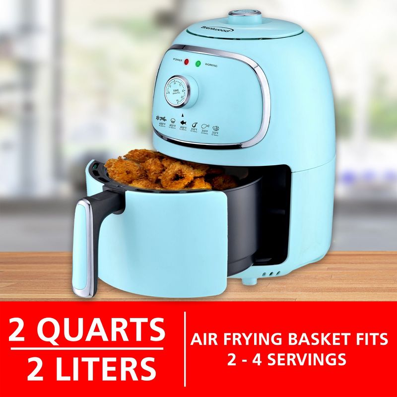 Brentwood AF-202BL 2 Quart Small Electric Air Fryer Blue with Timer and Temp Control, 4 of 8