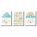 Big Dot of Happiness Colorful Children's Decor - Alphabet Nursery Wall Art and Rainbow Cloud Kids Room Decor  - 7.5 x 10 inches - Set of 3 Prints