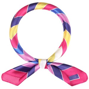 INSPIRE CHIC Women's Colorful Striped Satin Square Neck Scarves Neckerchief 1Pc - 1 of 4
