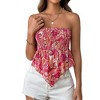 Womens Smocked Strapless Tank Tops Floral Tube Tops Backless Tunic Tops Sleeveless Shirts - 2 of 4
