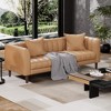 Faux Leather Sofa Couch, Modern 78" W Sofa with Deep Seats, 3 Seater Sofa Couch with 2 Throw Pillows and Wood Legs - 3 of 4