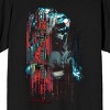 Paranormal Activity Hooded Skeleton Glitch Effect Adult Black Crew Neck Short Sleeve T-shirt - 2 of 4
