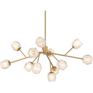 Possini Euro Design Tofay Brushed Brass Sputnik Chandelier 37 3/4" Wide Modern LED Frost Glass 12-Light Fixture for Dining Room - 1 of 4