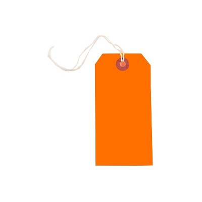 JAM Paper Gift Tags with String Medium 4 3/4 x 2 3/8 Neon Orange 10/Pack 91931039