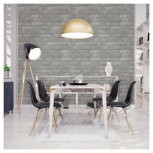 Devine Color Textured Brick Peel Stick Wallpaper Gray Target