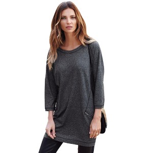 ellos Plus Size French Terry Zip Pocket Tunic - 1 of 4