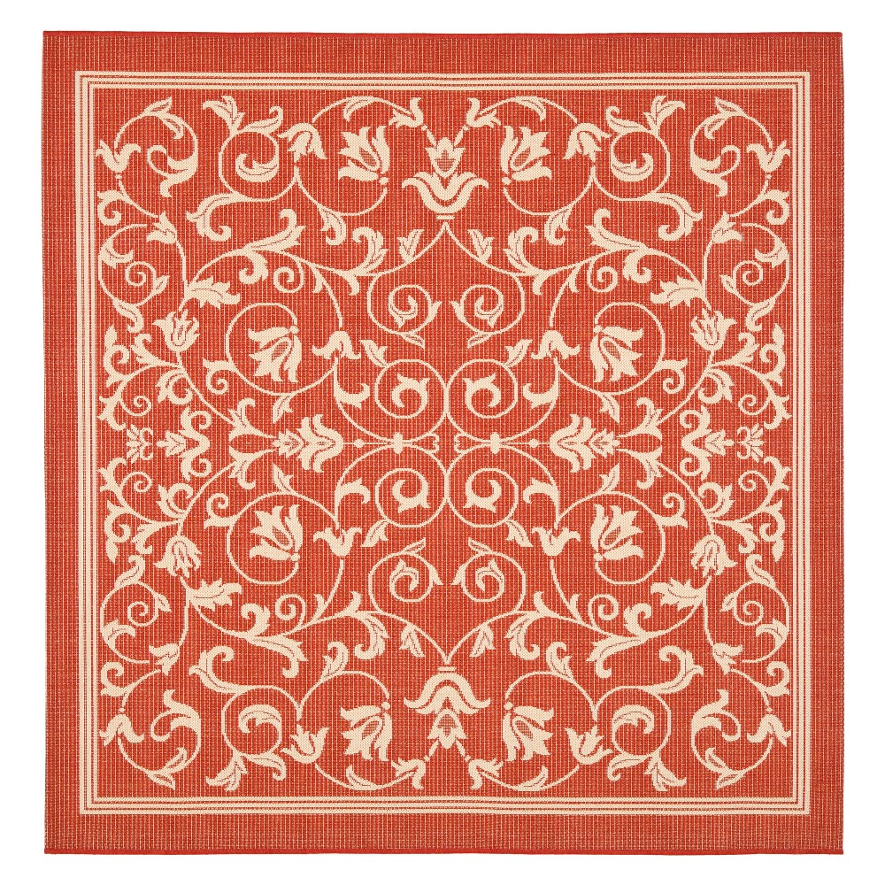 6'7inX6'7in Square Vaucluse Outdoor Rug Red/Natural - Safavieh