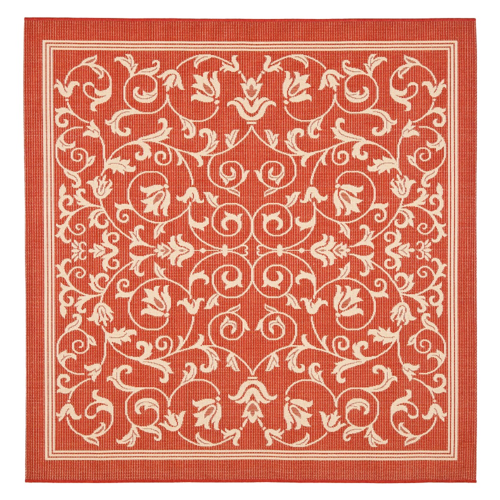 6'7inX6'7in Square Vaucluse Outdoor Rug Red/Natural - Safavieh