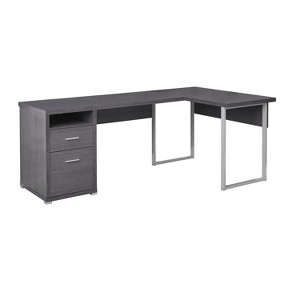 Monarch Specialties Computer Desk Home Office Corner Left Right Set-Up Storage Drawers  L Shape Metal Laminate Grey Contemporary Modern - 1 of 4