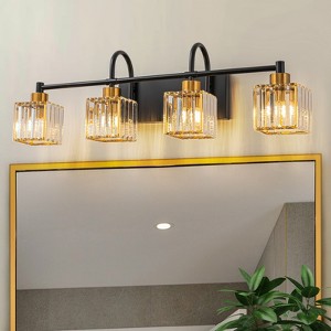 LLHZSY 3/4/5 Light Modern Industrial Dimmable Crystal Bathroom Vanity Light-Curved Metal Appearance With Crystal Shape - 1 of 4