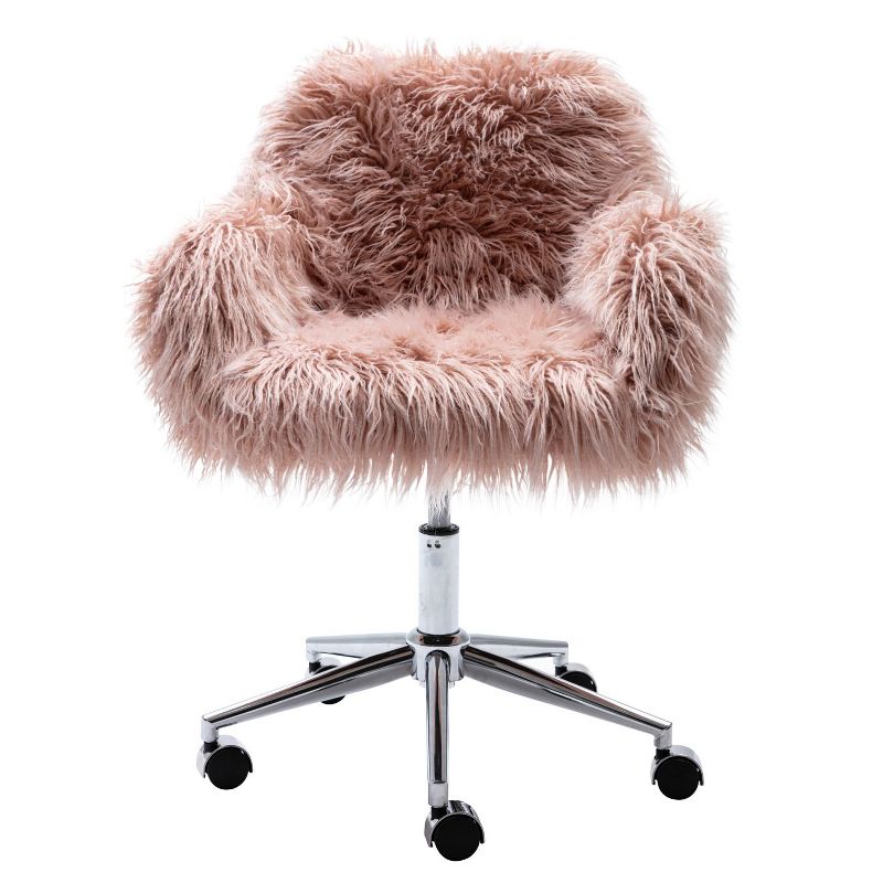 Cute Fluffy Unicorn Office Chair with Mid-Back and Armrest Support, 5 Star Swivel Wheel Girls Study Table, Adjustable Swivel Chair-The Pop Home, 4 of 11