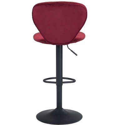 Adjustable Contemporary Red Wood and Metal Bar Stool