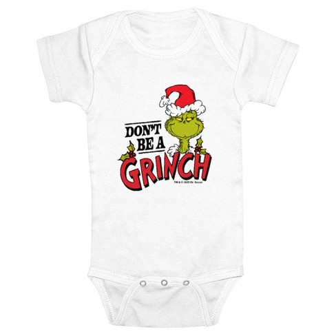 Infant s Dr. Seuss Don t Be a Grinch Santa Hat Onesie White 6 Months