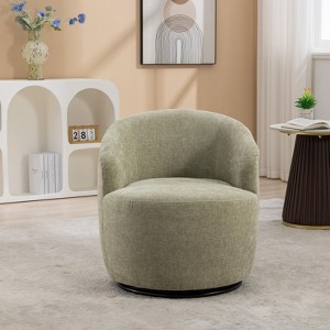 TiramisuBest Teddy Fabric Swivel Accent Armchair Barrel Chair Black Metal Ring Base Ergonomic Upholstered - 1 of 4