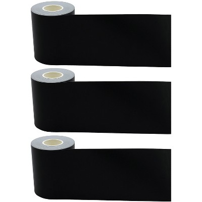 Teacher Created Resources Straight Rolled Border Trim 3" x 50' Black Solid 3/Pack (TCR8925-3)