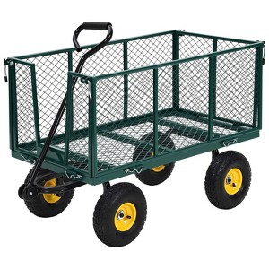 Heavy Duty Steel Garden Wagon Pullable Cart with 180¡ã Rotating Handle and Removable Sides for Farm - 1 of 4