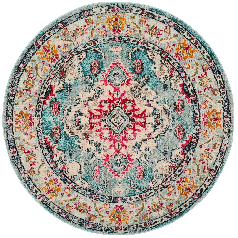 3' Round Medallion Accent Rug Light Blue/Fuchsia - Safavieh