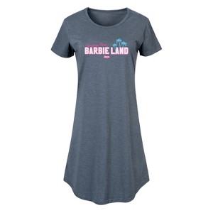 Women's Barbie Greetings from Barbie Land Graphic T-shirt Dress - Heather Blue - Medium - 1 of 4