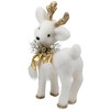 Northlight Glittered Standing Deer with Jingle Bell Christmas Figure - 12.25" - White and Gold - 3 of 4