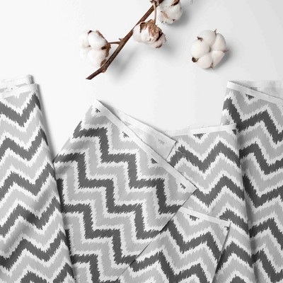 Gray Chevron Cotton Foldable Toy Chest with Lid