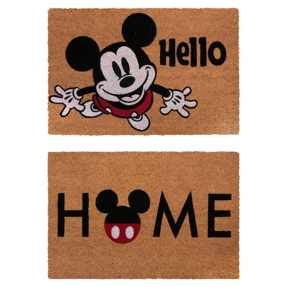 Photos - Doormat Mickey Mouse 2pk Home Hello Coir Door Mats