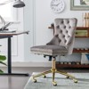 NicBex Velvet Tufted Button Adjustable Height Home Office Chairs with Golden Metal Base and Universal Wheels - 2 of 4