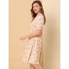 INSPIRE CHIC Women's Vintage Floral Peter Pan Collar High Waist Puff Sleeve A-line Midi Dress - 4 of 4
