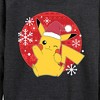 Women's - Pokémon - Pikachu Santa Hat Ugly Sweater Lightweight French Terry Wide Neck Long Sleeve Shirt - 2 of 4