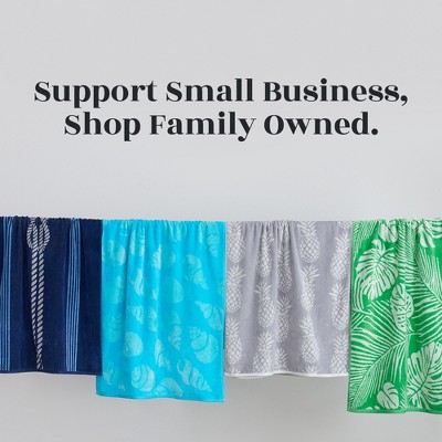 Aqua Shell & Stripe Quick Dry Cotton Beach Towels - 2 Pack