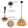 YIYIBYUS 1-Light Wood Rustic Shaded Pendant Light with Woven Hemp Rope Shade - 4 of 4