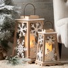 13.5"H and 18"H Sullivans Beaded Snowflake Lantern - Set of 2, White - 3 of 4