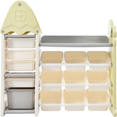 Multifunctional Toy Storage Cabinet with 14 Cubies, Kids Toy Storage Box for Nursery Kids Room Playroom