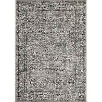 Washable Vintage Area Rug with Non-Slip Backing, Low Pile Soft Farmhouse Carpet for Living Room, Bedroom, Kids Playroom
