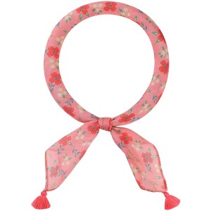 INSPIRE CHIC Women's Floral Printed Tassel Square Scarves 23.6X23.6" 1Pc - 1 of 4