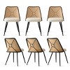 Rattan Back Dining Chair Set of 6,Double Upholstered Kitchen Dining Chair With Metal Legs,Indoor Furniture for Farmhouse-Tanpinhause - 2 of 4