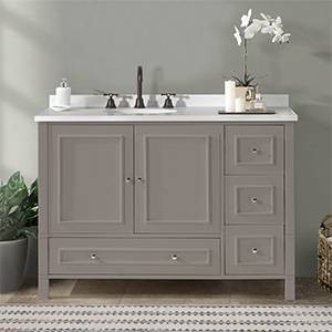 48" Williamsburg Gray Double Freestanding Vanity Cabinet