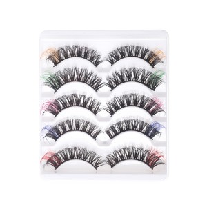 Unique Bargains 3D Curly Mix Color False Eyelashes 5 Pair - 1 of 4