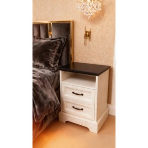 GustoWave Farmhouse Rustic Nightstands – Modern Wood Bedside Tables with 2 Drawers, White Accent Side Tables for Bedroom or Living Room - 1 of 4