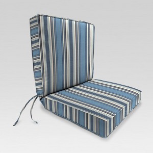 Outdoor Boxed Edge Dining Chair Cushion - Blue Stripe - Jordan Manufacturing