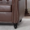 CAVINAS Chesterfield Sofa with Rolled Arm, Modern PU Leather 3 Seater Sofa Couch, Upholstered Vintage Couch for Living Room - 4 of 4
