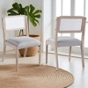 Set of 2 Farmhouse Wood Dining Chairs with Rattan Backrest and Padded Linen Seat, Rustic Accent Side Chairs for Dining Room or Kitchen - 3 of 4