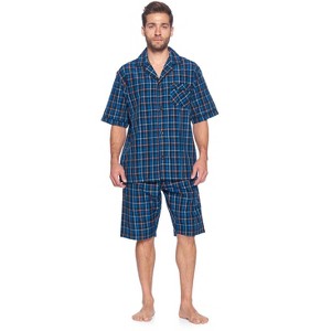 Ashford & Brooks Mens Woven Short Sleeve Pajama Shorts Set - 1 of 4