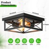 Itopfox 2-Light Industrial Square Flush Mount Ceiling Light, Farmhouse Fixture for Kitchen, Modern Black Close to Ceiling Light for Hallway Bedroom - 3 of 4