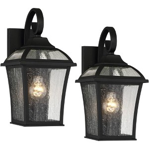 John Timberland Vintage Wall Light Sconces Set of 2 Textured Black Hardwired 7 1/2" Fixture Clear Seeded Glass for Bedroom Vanity - 1 of 4