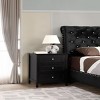 GlasFlength Nightstands Modern Three Drawer Bedside Table with Metal Handles Elegant Design for Bedroom Storage, Black, 19"*15"*25" - 2 of 4