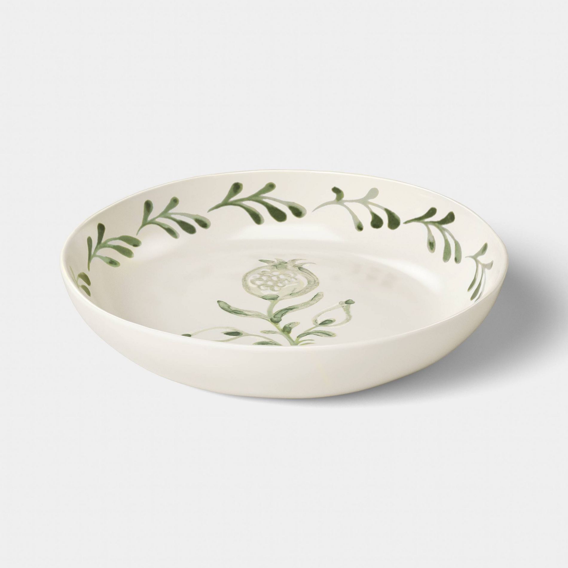 38.9 fl oz Stoneware Aralia Soup Bowl Hand Painted Green - Threshold™