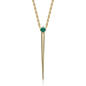 Guili 14K Gold-Plated Sterling Silver Y-Necklace with CZ Spike Pendant in Green, Blue, Gold, or Red—Elegant, Vibrant, and Stylish. - 1 of 2