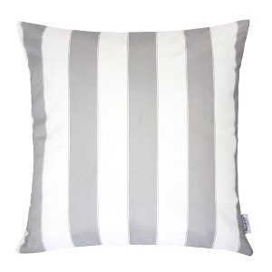 TopComfy Support Pillow Outdoor and Indoor Stripe Pillow with Water Resistant Fabric for Patio Use, Silver, 17"*17"*10" - 1 of 4