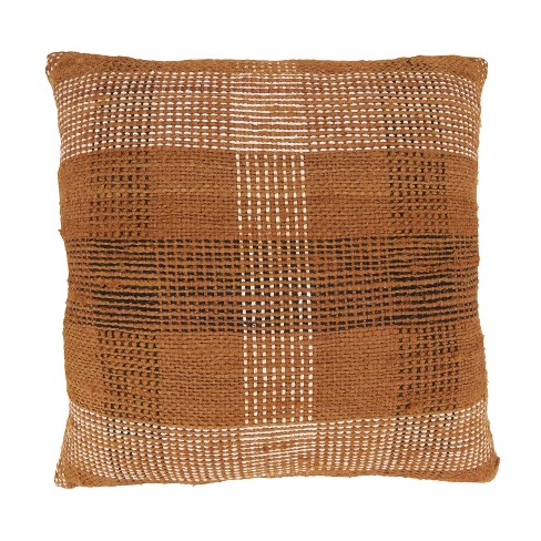 Saro Lifestyle Rustic Charm Plaid Throw Pillow Cover Orange 20 x20 Target
